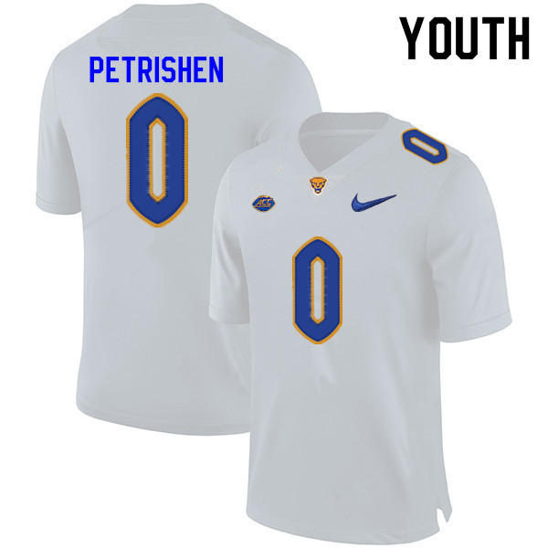 Youth #0 John Petrishen Pitt Panthers College Football Jerseys Sale-White